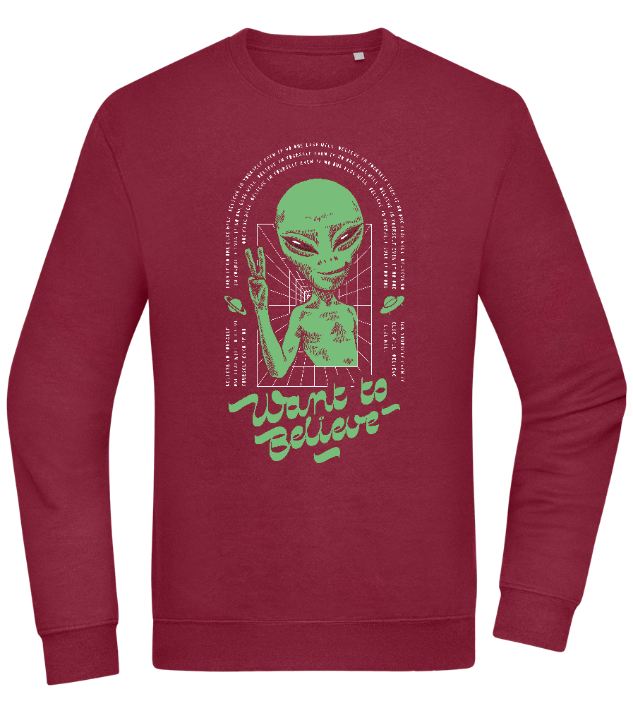 Want To Believe Alien Design - Comfort Essential Unisex Sweater_BORDEAUX_front