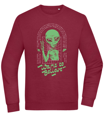 Want To Believe Alien Design - Comfort Essential Unisex Sweater_BORDEAUX_front