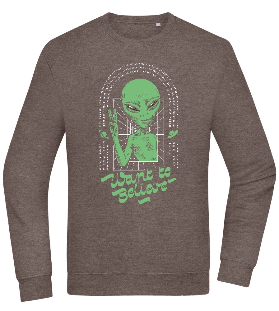 Want To Believe Alien Design - Comfort Essential Unisex Sweater_CHARCOAL CHIN_front