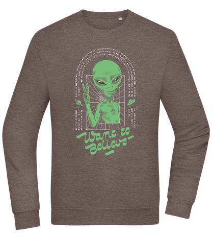 Want To Believe Alien Design - Comfort Essential Unisex Sweater_CHARCOAL CHIN_front