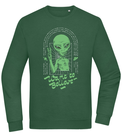 Want To Believe Alien Design - Comfort Essential Unisex Sweater_GREEN BOTTLE_front