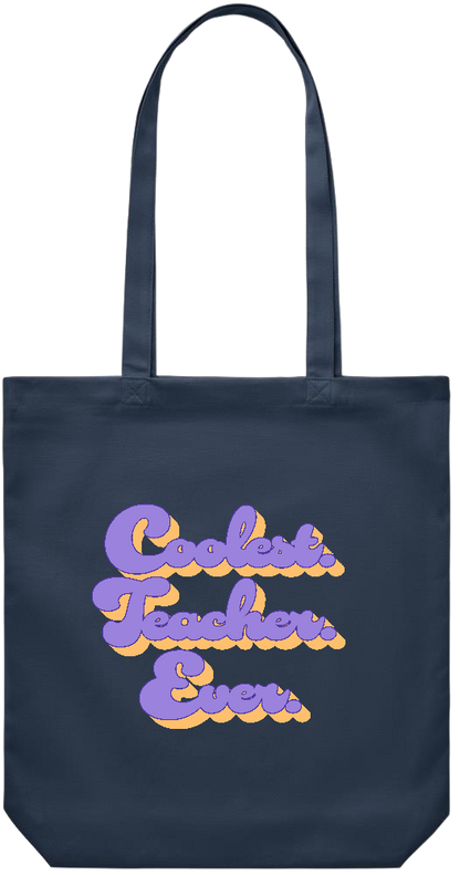 Coolest Teacher Ever Design - Premium Canvas colored cotton shopping bag_FRENCH NAVY_front