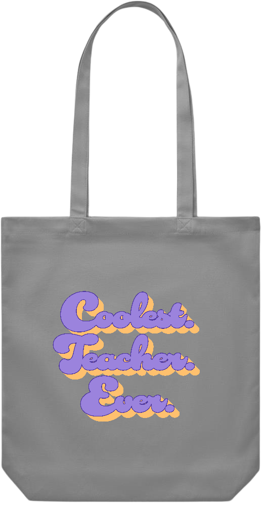 Coolest Teacher Ever Design - Premium Canvas colored cotton shopping bag_GREY_front