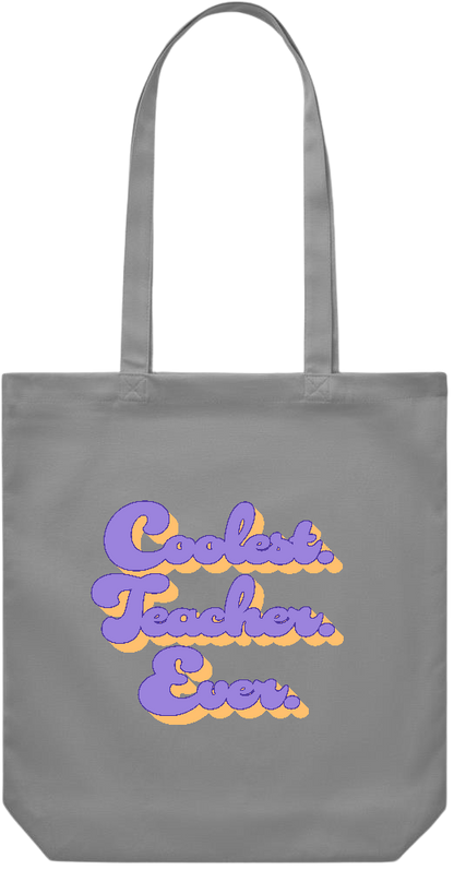 Coolest Teacher Ever Design - Premium Canvas colored cotton shopping bag_GREY_front