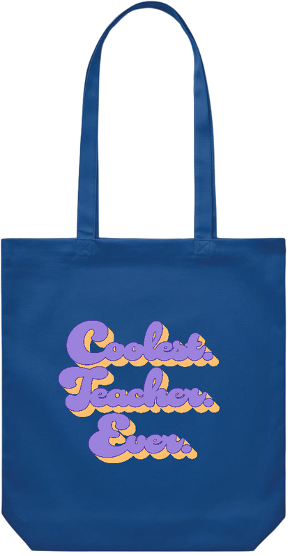 Coolest Teacher Ever Design - Premium Canvas colored cotton shopping bag_ROYAL BLUE_front