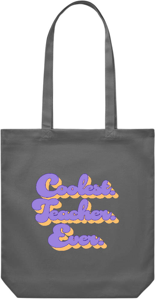 Coolest Teacher Ever Design - Premium Canvas colored cotton shopping bag_STONE GREY_front