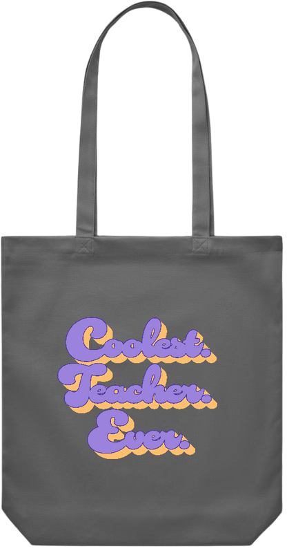 Coolest Teacher Ever Design - Premium Canvas colored cotton shopping bag_STONE GREY_front