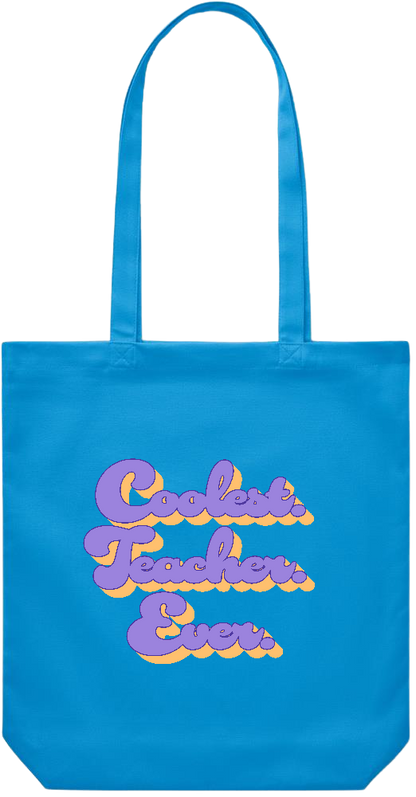 Coolest Teacher Ever Design - Premium Canvas colored cotton shopping bag_TURQUOISE_front