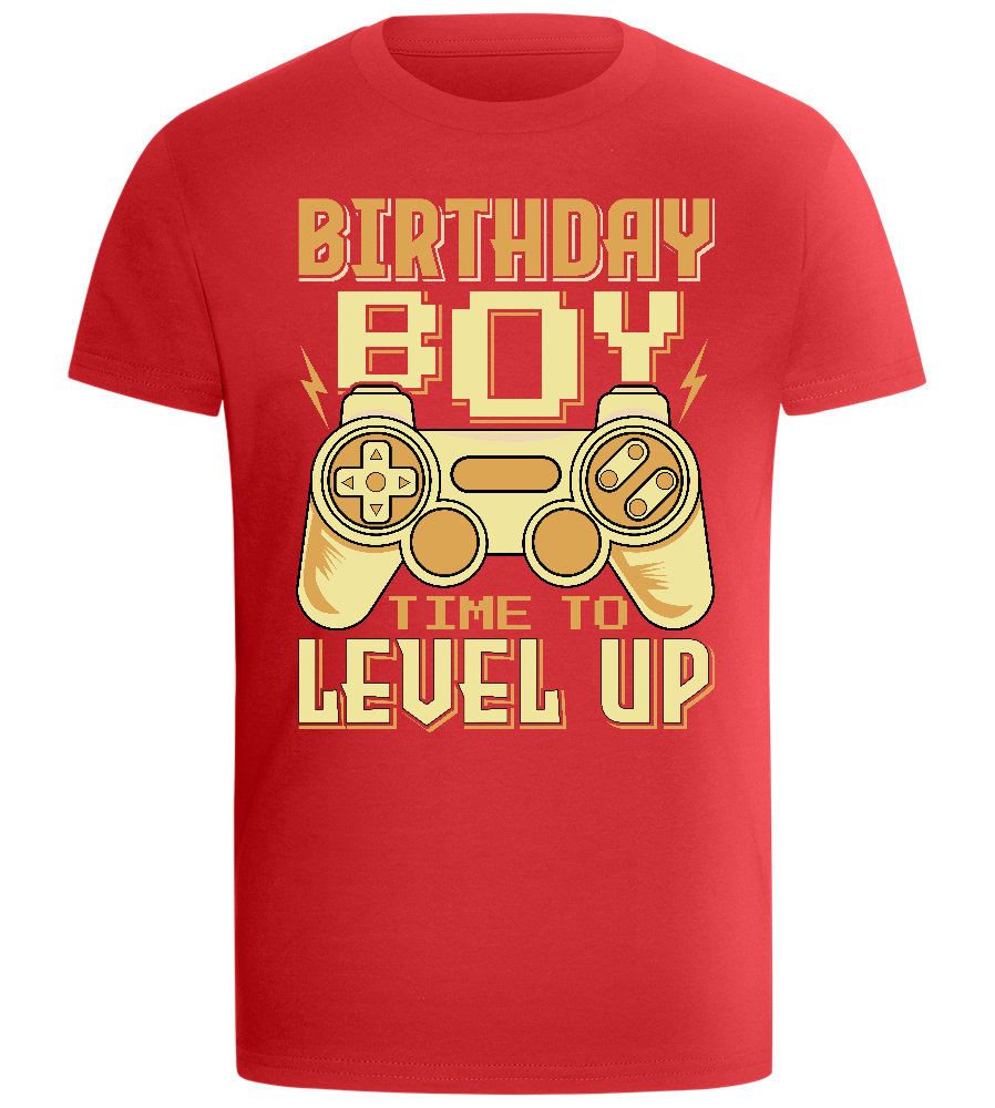 Gamer Birthday Boy Design - Comfort boys fitted t-shirt_RED_front