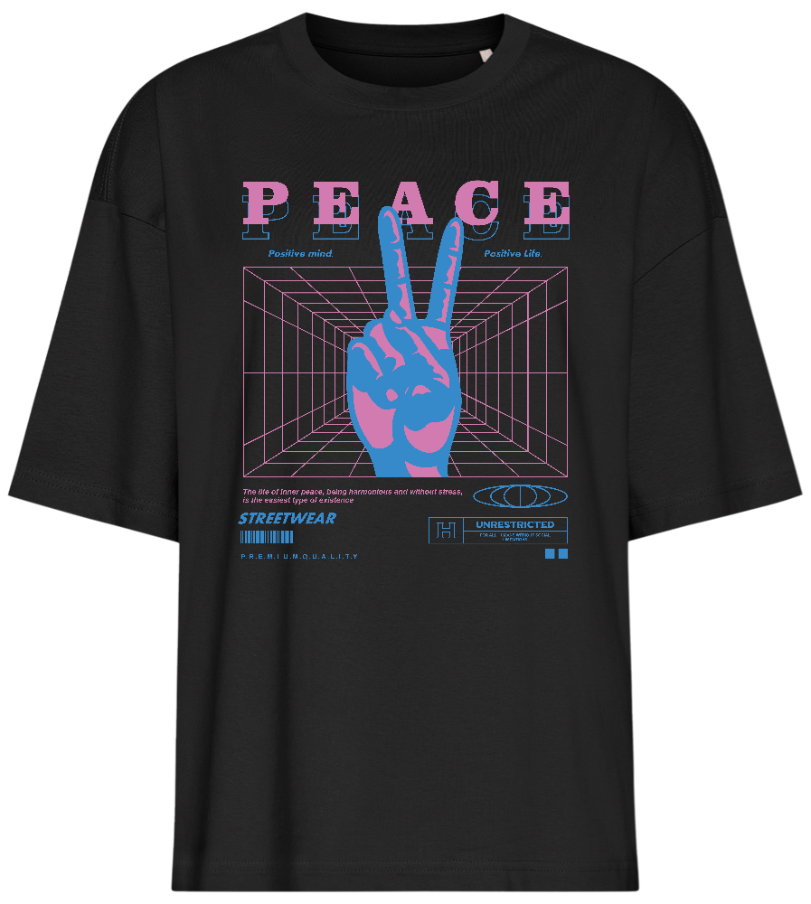 Retro Peace Design - Premium women's oversized t-shirt_DEEP BLACK_front