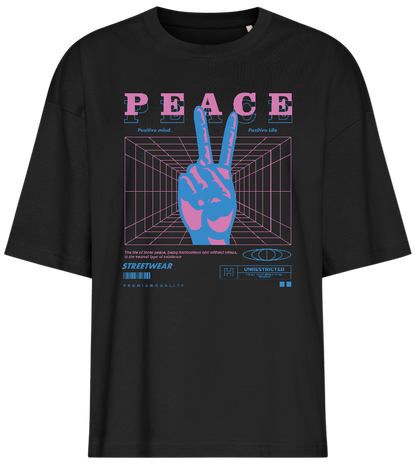 Retro Peace Design - Premium women's oversized t-shirt_DEEP BLACK_front