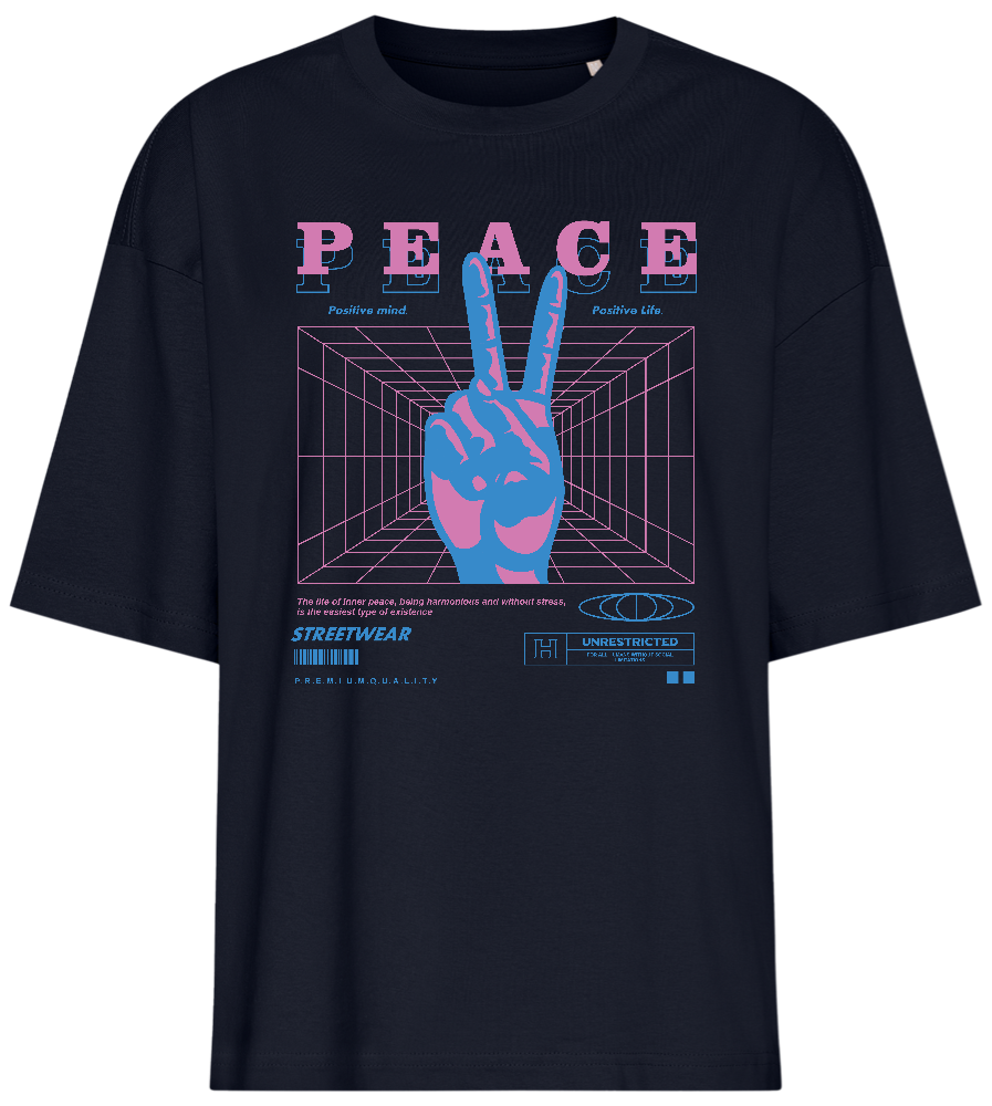 Retro Peace Design - Premium women's oversized t-shirt_FRENCH NAVY_front