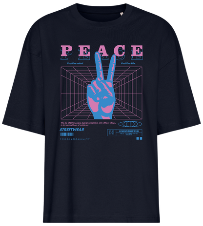 Retro Peace Design - Premium women's oversized t-shirt_FRENCH NAVY_front