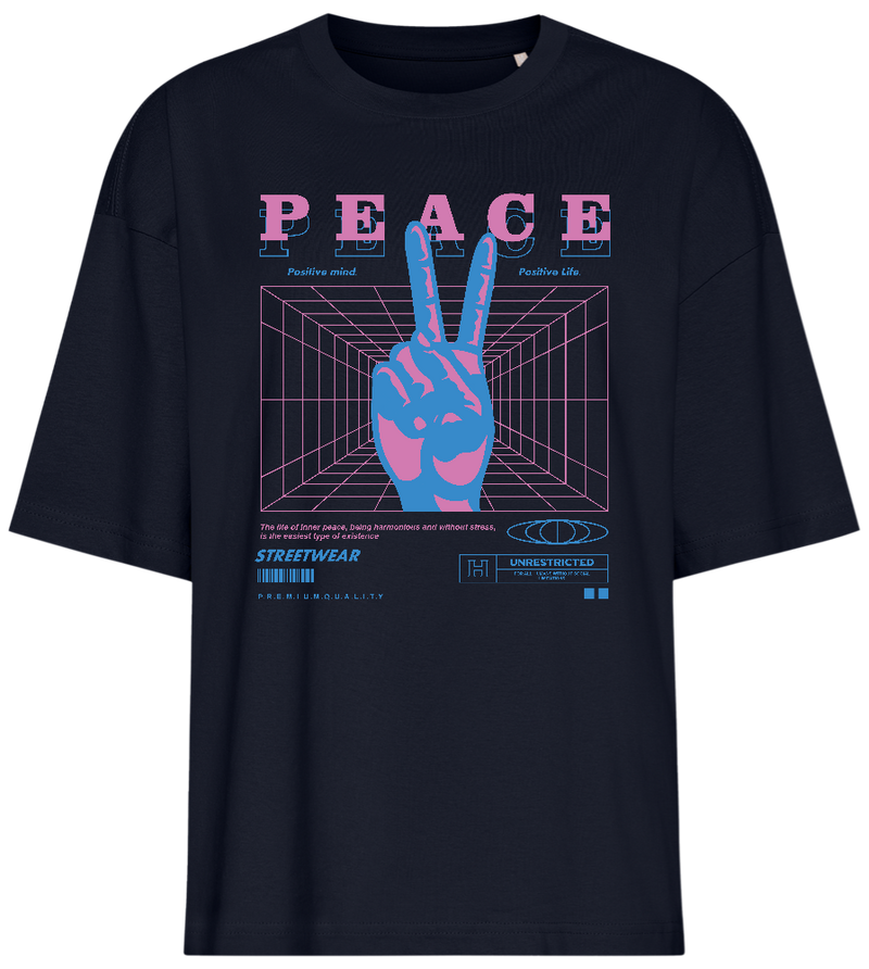 Retro Peace Design - Premium women's oversized t-shirt_FRENCH NAVY_front