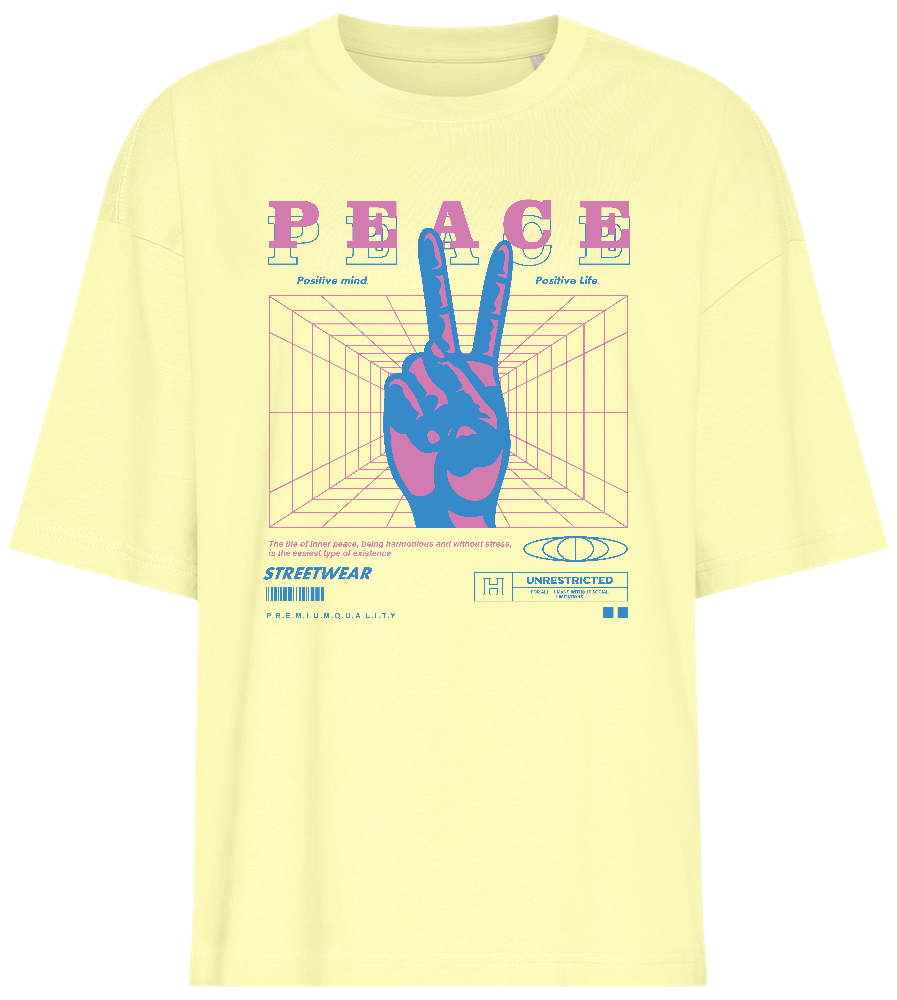 Retro Peace Design - Premium women's oversized t-shirt_LIGHT YELLOW_front