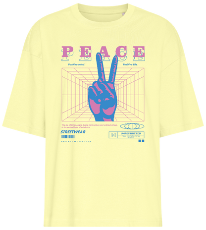 Retro Peace Design - Premium women's oversized t-shirt_LIGHT YELLOW_front