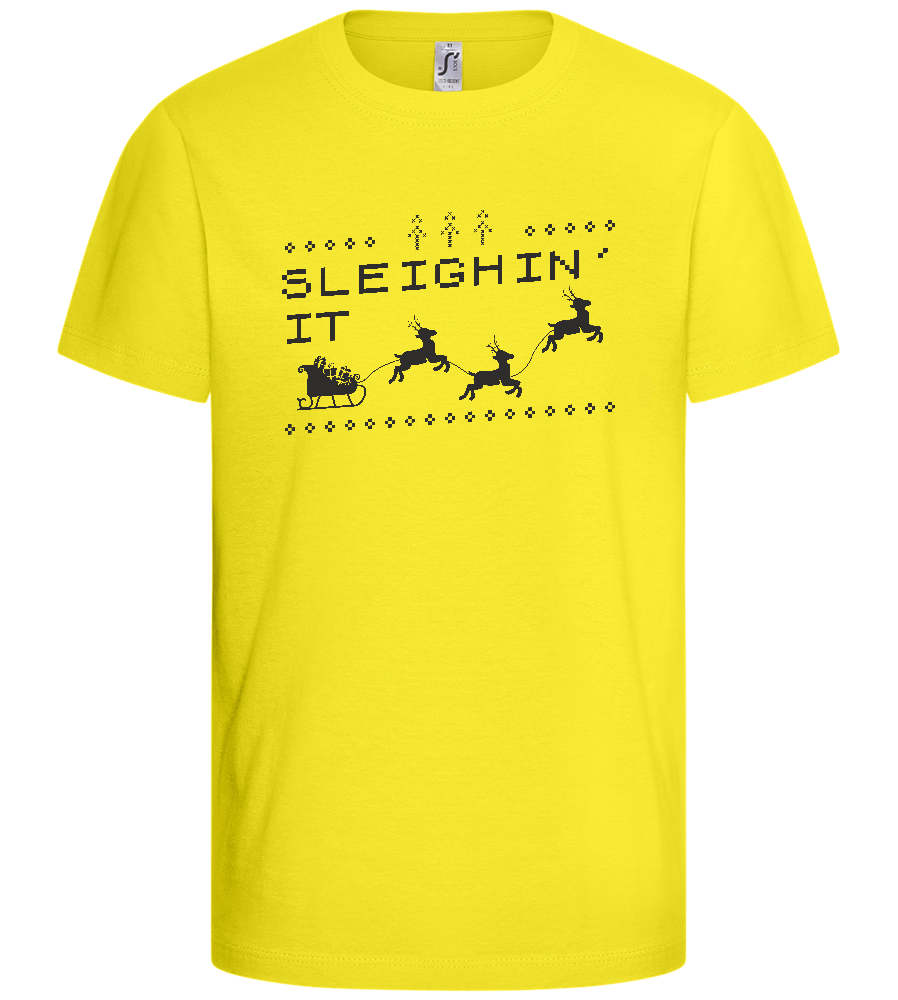 Sleighin' It Design - Basic kids t-shirt_LEMON_front