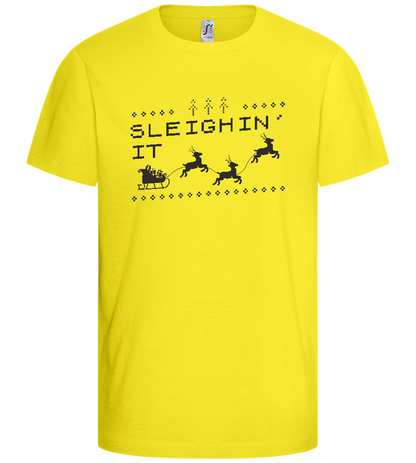 Sleighin' It Design - Basic kids t-shirt_LEMON_front