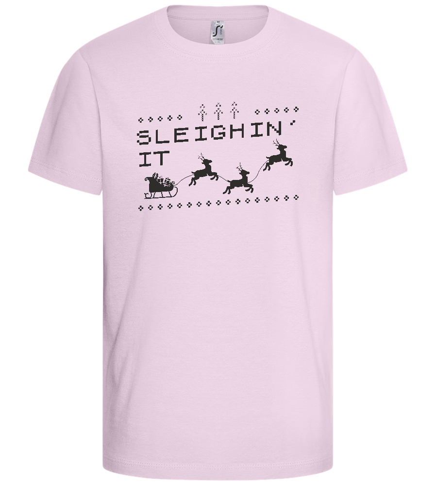 Sleighin' It Design - Basic kids t-shirt_LIGHT PINK_front