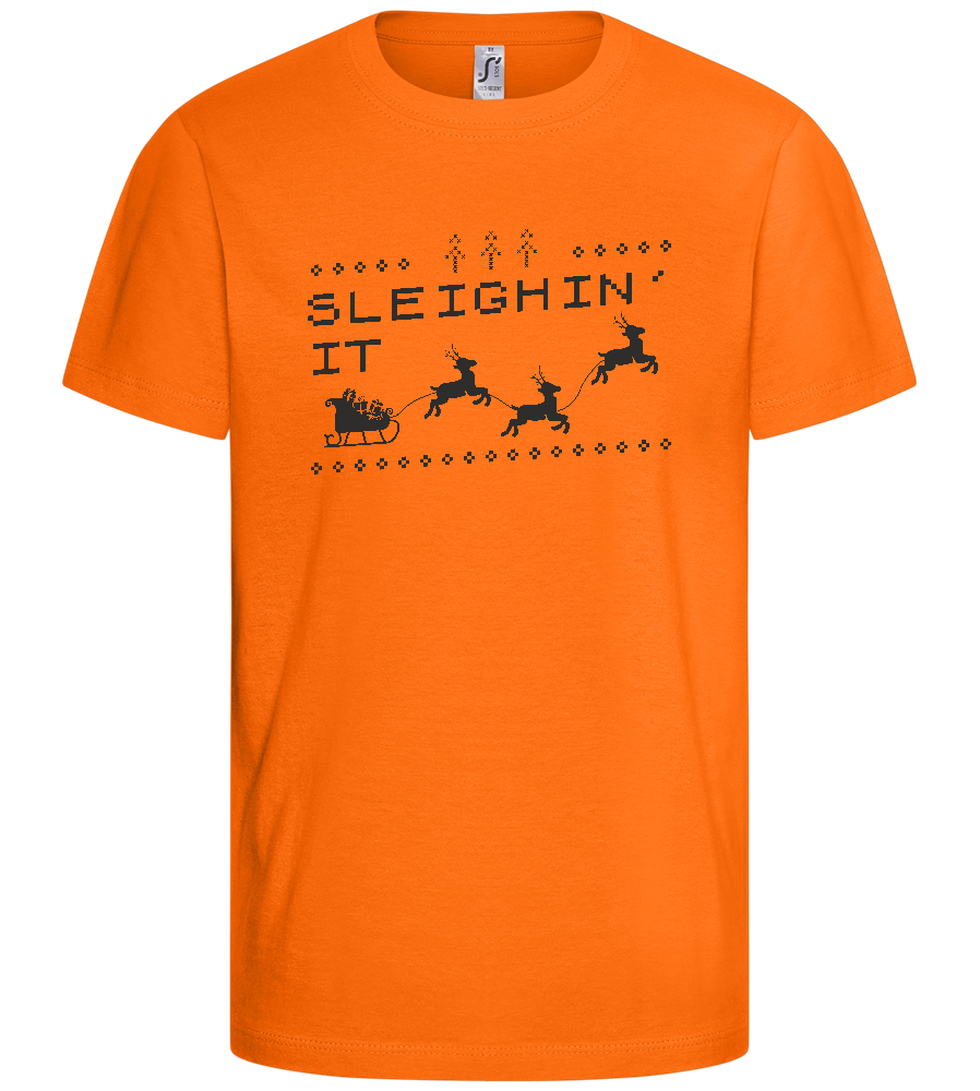 Sleighin' It Design - Basic kids t-shirt_ORANGE_front