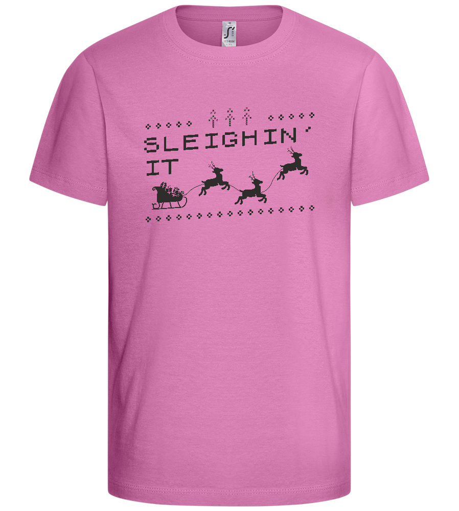 Sleighin' It Design - Basic kids t-shirt_PINK ORCHID_front