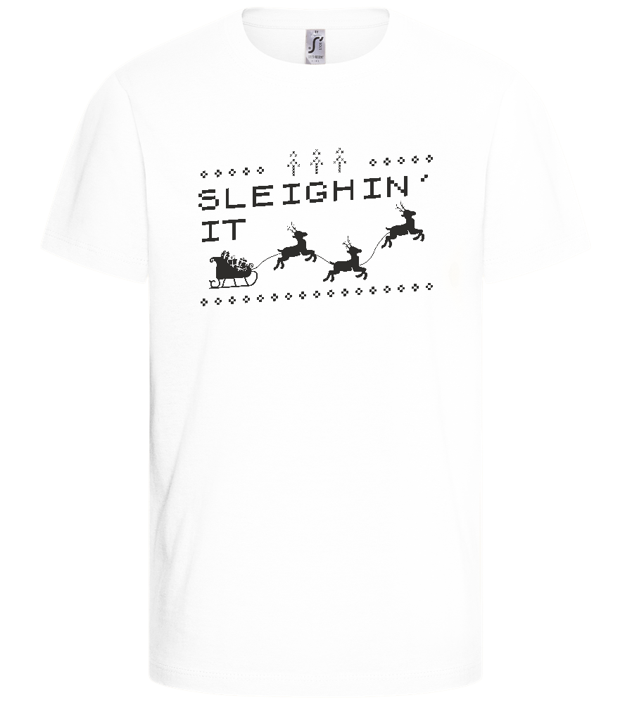 Sleighin' It Design - Basic kids t-shirt_WHITE_front