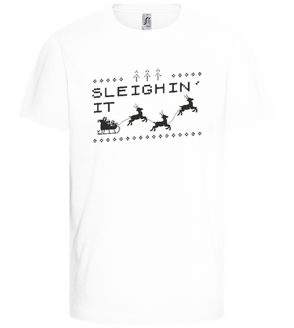 Sleighin' It Design - Basic kids t-shirt_WHITE_front