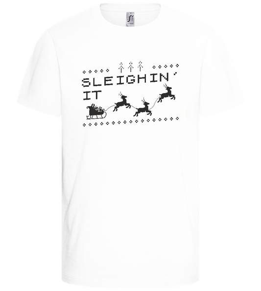 Sleighin' It Design - Basic kids t-shirt_WHITE_front