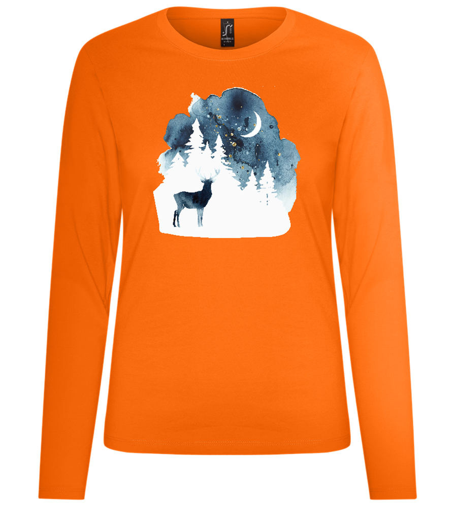 Watercolor Christmas Night Design - Premium Women´s long sleeve t-shirt_ORANGE_front