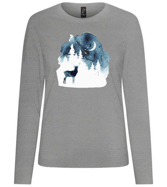 Watercolor Christmas Night Design - Premium Women´s long sleeve t-shirt_ORION GREY_front