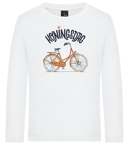 Koningsdag Oranje Fiets Design - Premium kids long sleeve t-shirt_WHITE_front