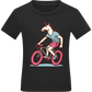 Unicorn On Bicycle Design - Comfort kids fitted t-shirt_DEEP BLACK_front