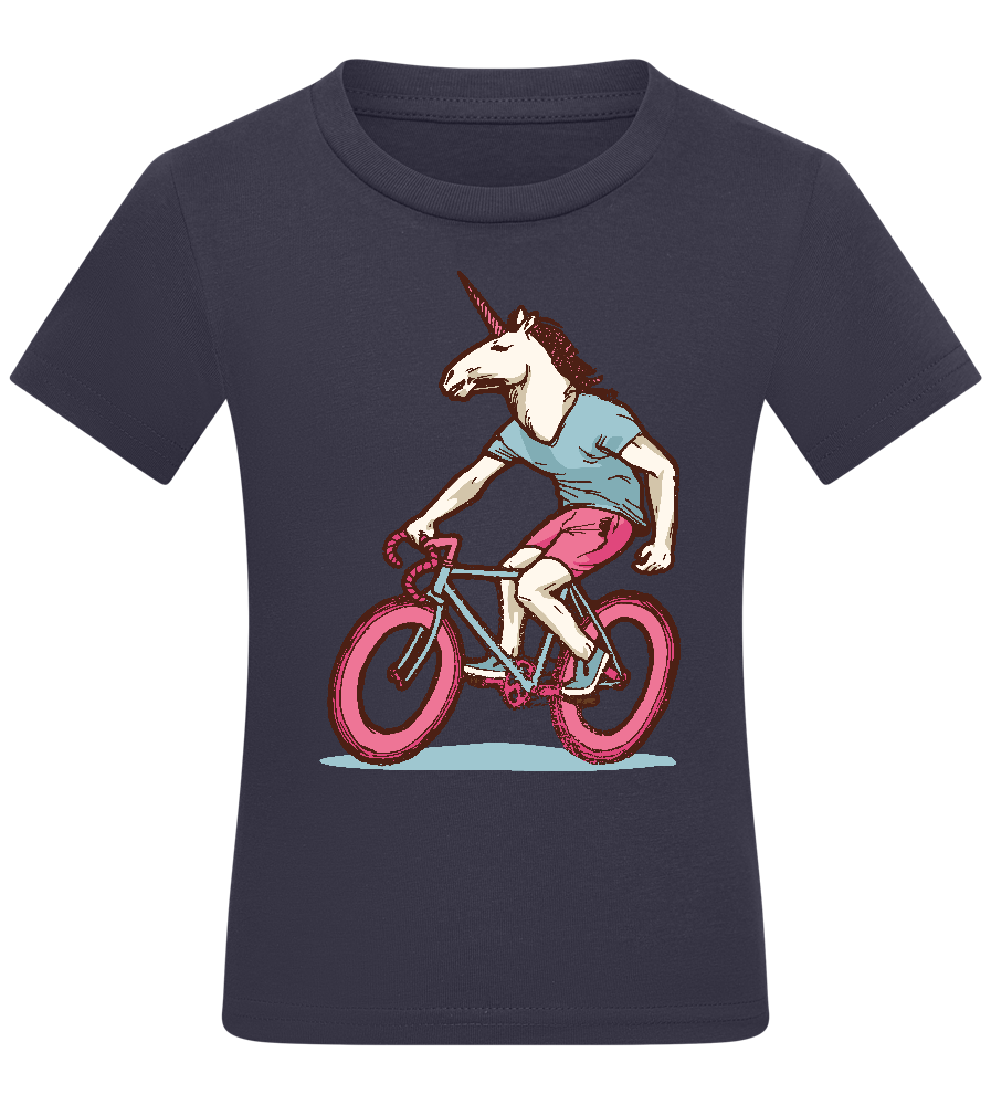 Unicorn On Bicycle Design - Comfort kids fitted t-shirt_FRENCH NAVY_front