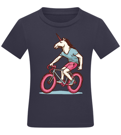Unicorn On Bicycle Design - Comfort kids fitted t-shirt_FRENCH NAVY_front