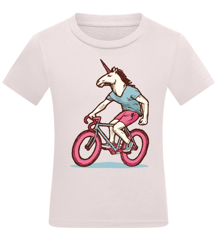 Unicorn On Bicycle Design - Comfort kids fitted t-shirt_LIGHT PINK_front