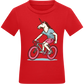 Unicorn On Bicycle Design - Comfort kids fitted t-shirt_RED_front