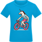 Unicorn On Bicycle Design - Comfort kids fitted t-shirt_TURQUOISE_front