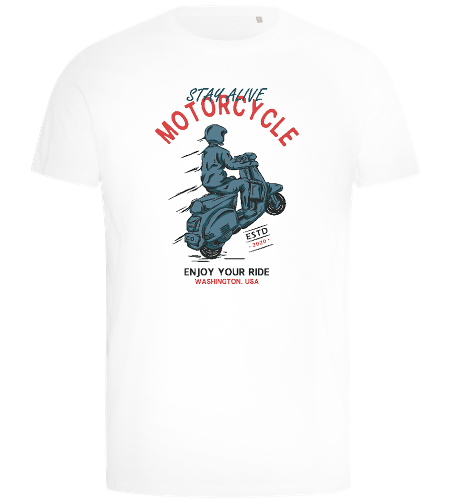 Stay Alive Motorcycle Design - Comfort men's t-shirt_WHITE_front