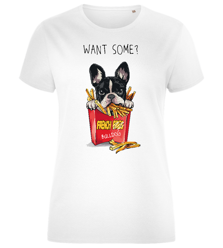 French Fries Design - Comfort women's fitted t-shirt_WHITE_front