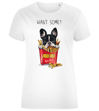 French Fries Design - Comfort women's fitted t-shirt_WHITE_front