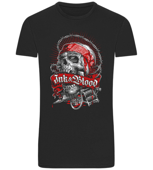 Ink And Blood Skull Design - Basic Unisex T-Shirt_DEEP BLACK_front