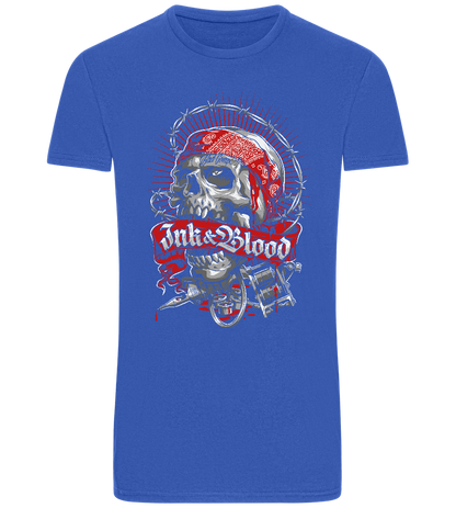 Ink And Blood Skull Design - Basic Unisex T-Shirt_ROYAL_front