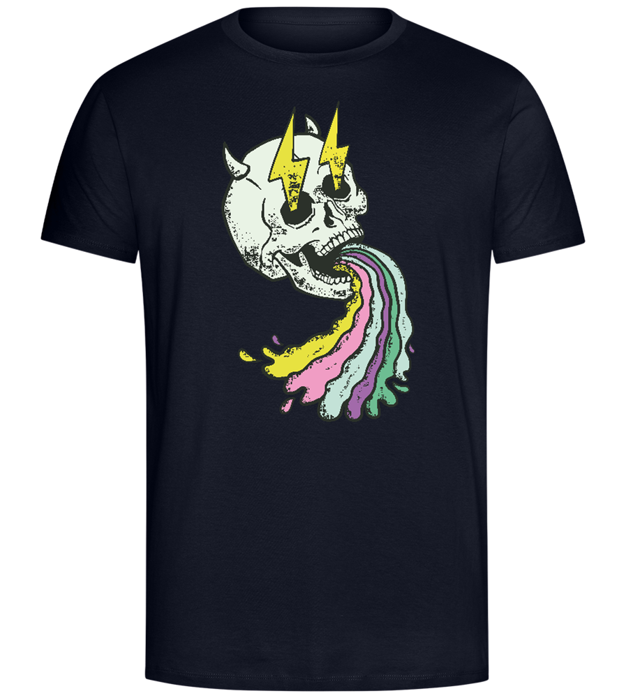 Rainbow Skull Thunders Design - Comfort Unisex T-Shirt_FRENCH NAVY_front