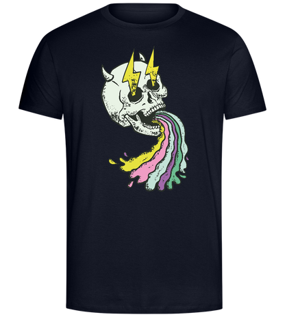 Rainbow Skull Thunders Design - Comfort Unisex T-Shirt_FRENCH NAVY_front