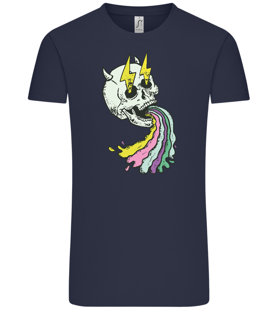 Rainbow Skull Thunders Design - Comfort Unisex T-Shirt_FRENCH NAVY_front