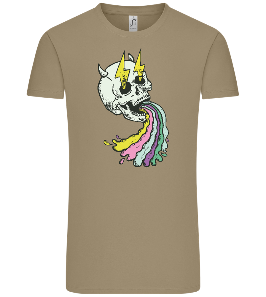 Rainbow Skull Thunders Design - Comfort Unisex T-Shirt_KHAKI_front