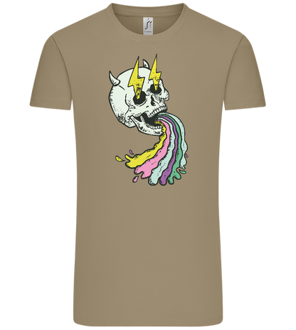 Rainbow Skull Thunders Design - Comfort Unisex T-Shirt_KHAKI_front