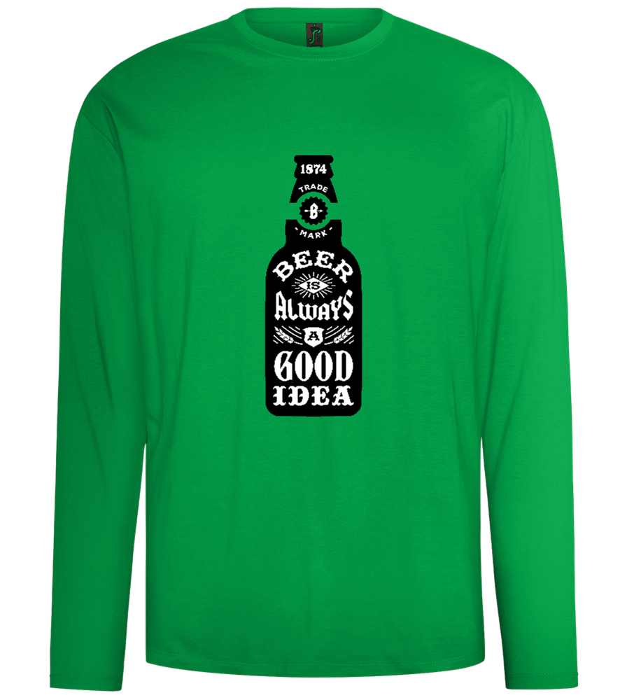 Beer Good Idea Design - Comfort men's long sleeve t-shirt_MEADOW GREEN_front