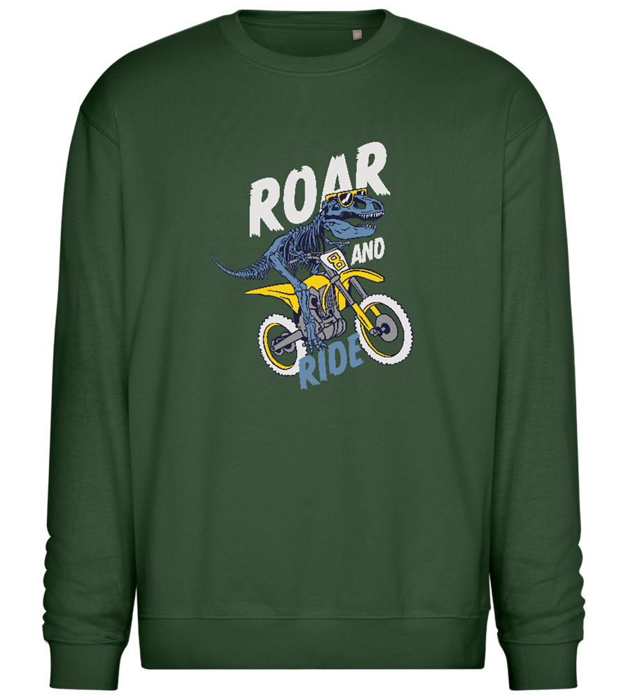 Dino Biker Design - Comfort Essential Unisex Sweater_GREEN BOTTLE_front