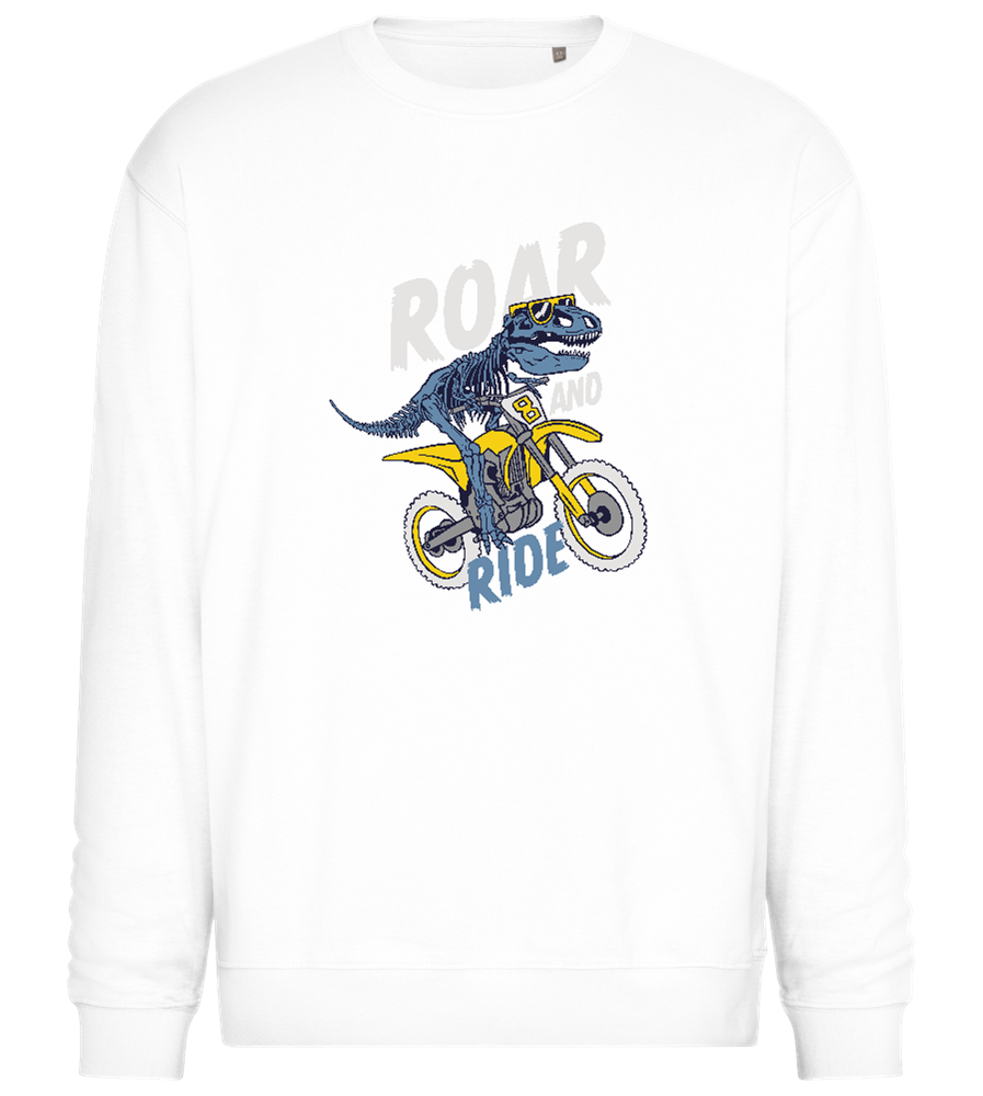 Dino Biker Design - Comfort Essential Unisex Sweater_WHITE_front